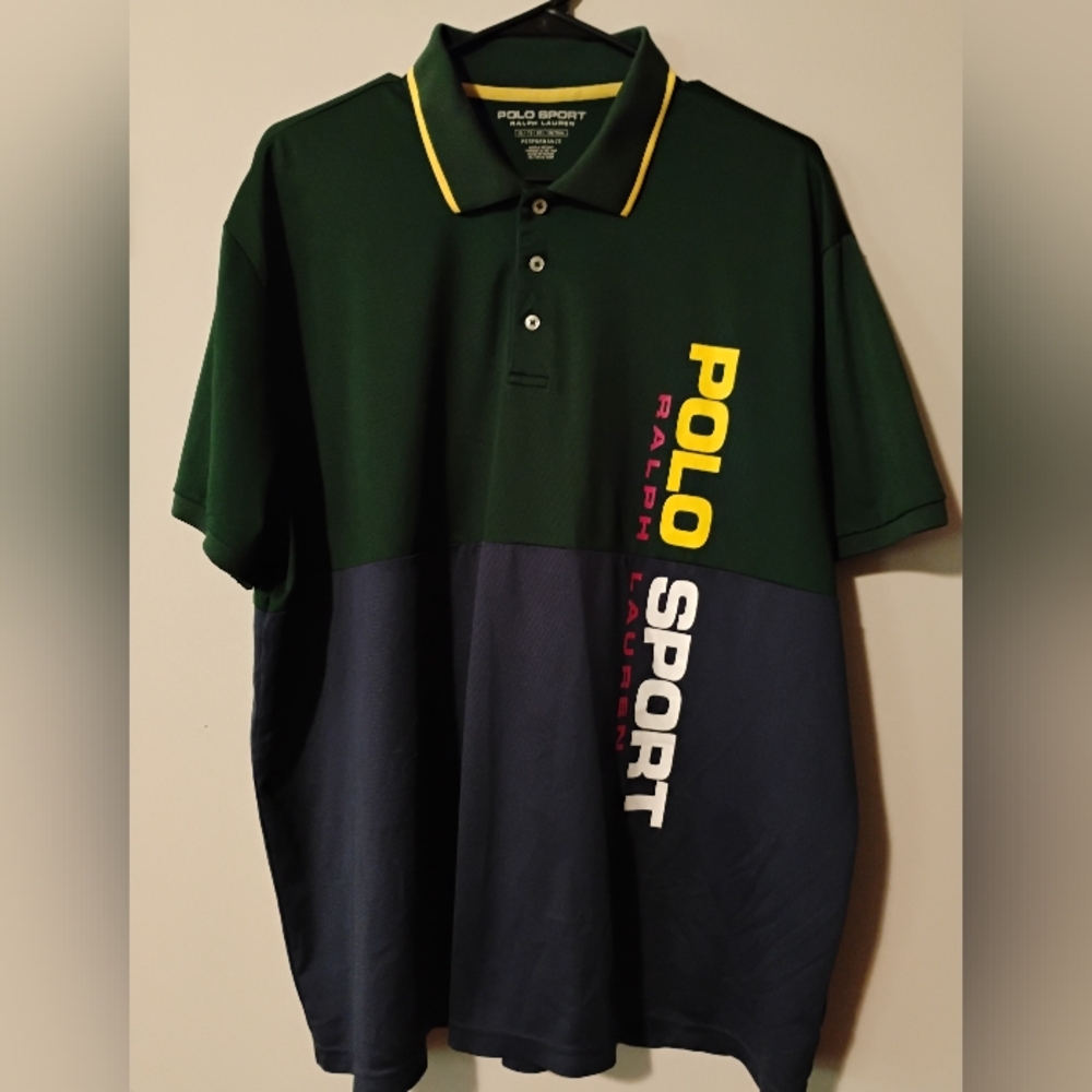 Ralph Lauren Polo Sport Green and Blue Color-Block Shirt
